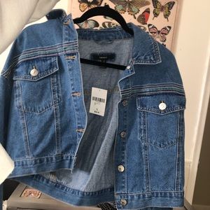 cropped jean jacket size: L
